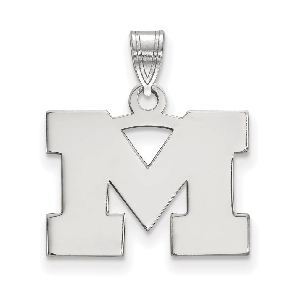 10k White Gold U. of Michigan Small Initial M Pendant, Item P19876 by The Black Bow Jewelry Co.