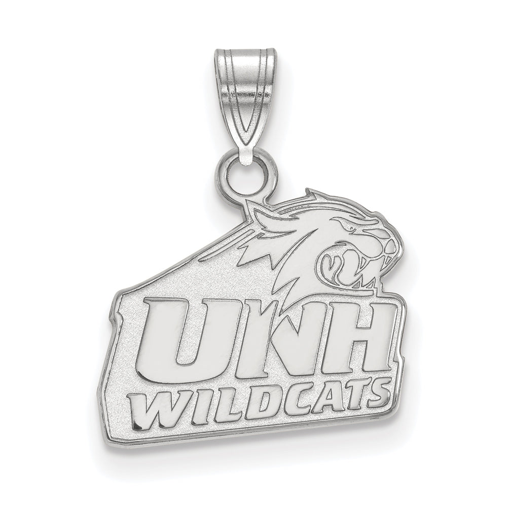 10k White Gold U. of New Hampshire Small Logo Pendant, Item P19883 by The Black Bow Jewelry Co.