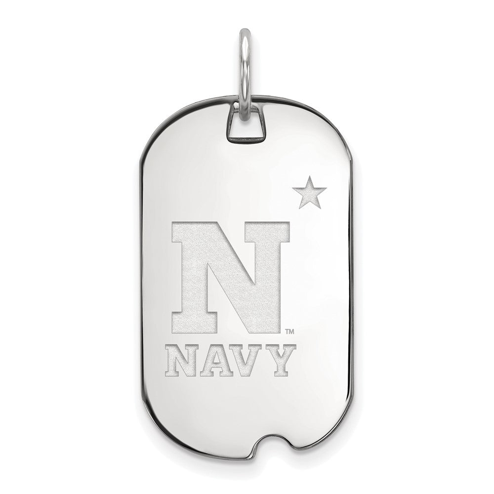 10k White Gold U.S. Naval Academy 'N' with Star Dog Tag Pendant, Item P19910 by The Black Bow Jewelry Co.