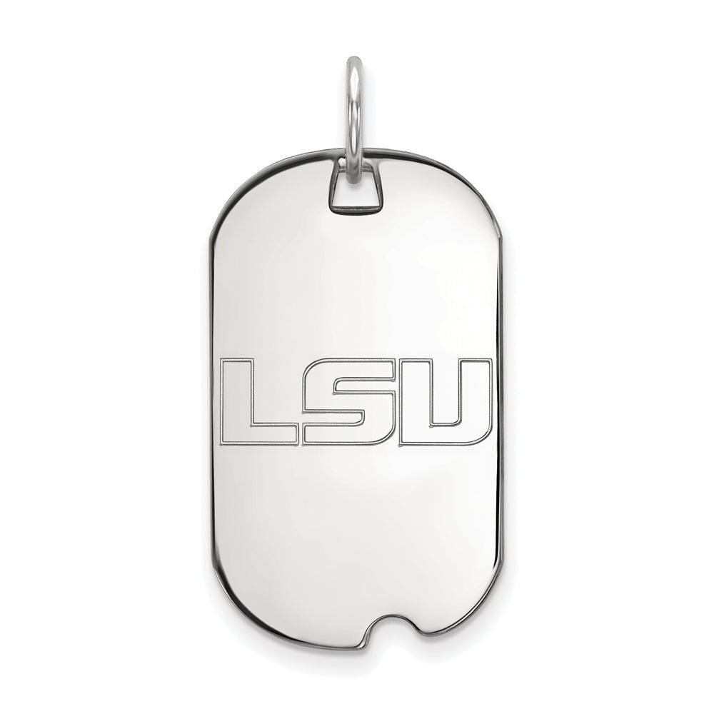 10k White Gold Louisiana State Dog Tag Pendant, Item P19935 by The Black Bow Jewelry Co.