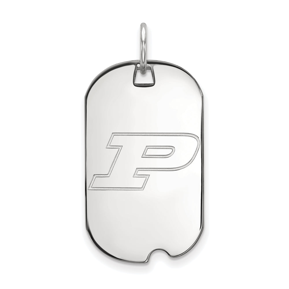 10k White Gold Purdue Initial P Dog Tag Pendant, Item P19939 by The Black Bow Jewelry Co.