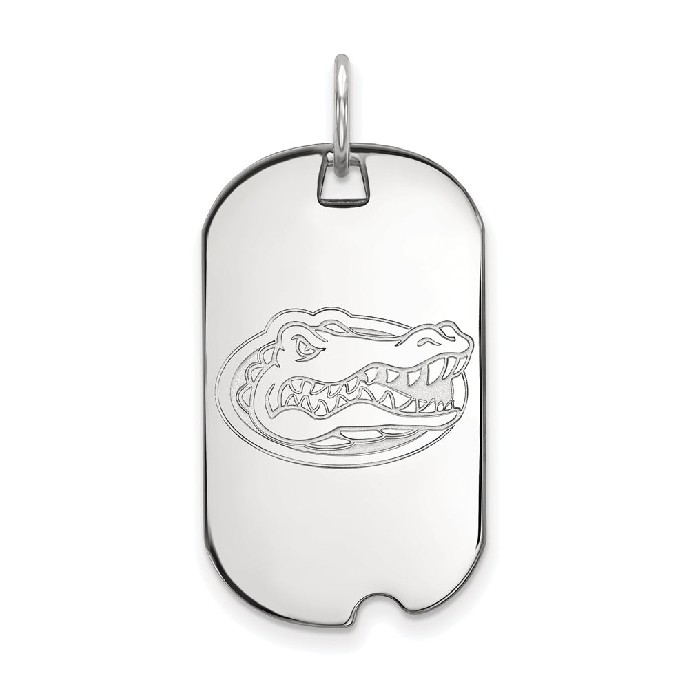 10k White Gold U of Florida Dog Tag Pendant, Item P19960 by The Black Bow Jewelry Co.