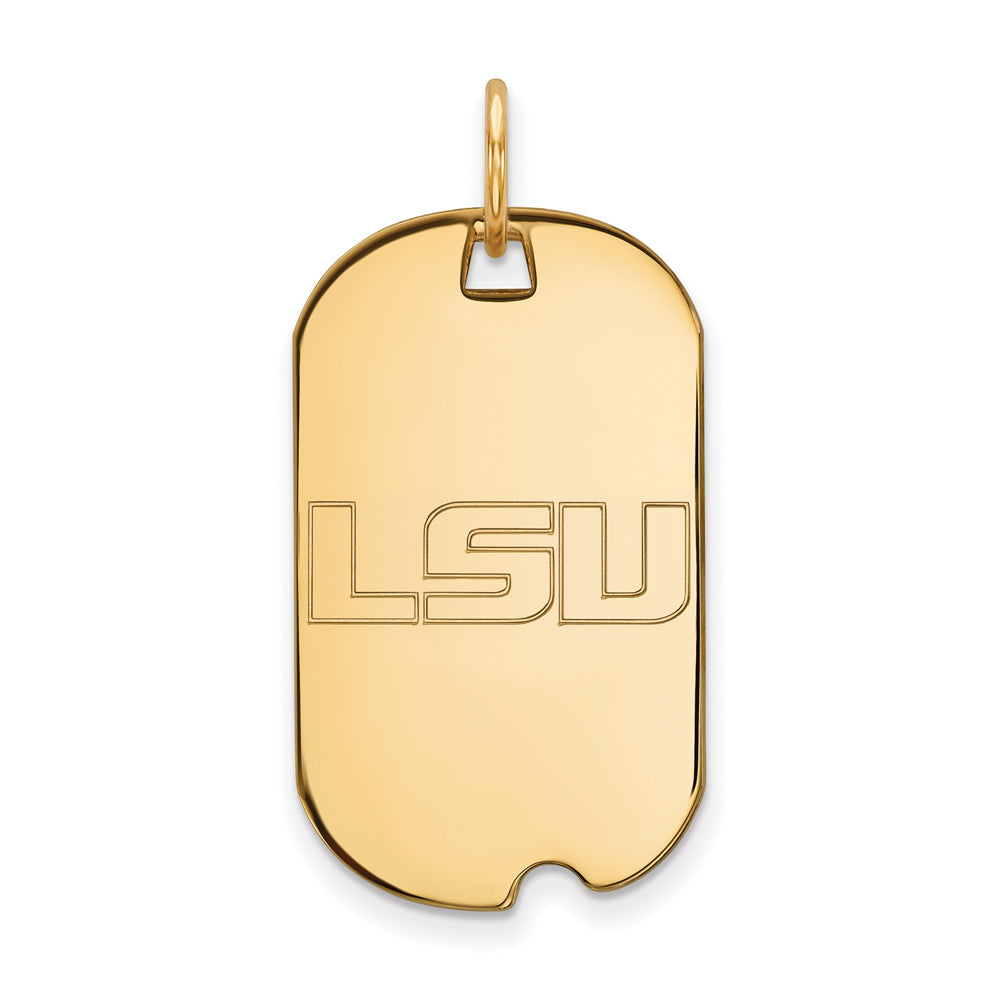 10k Yellow Gold Louisiana State Dog Tag Pendant, Item P20170 by The Black Bow Jewelry Co.