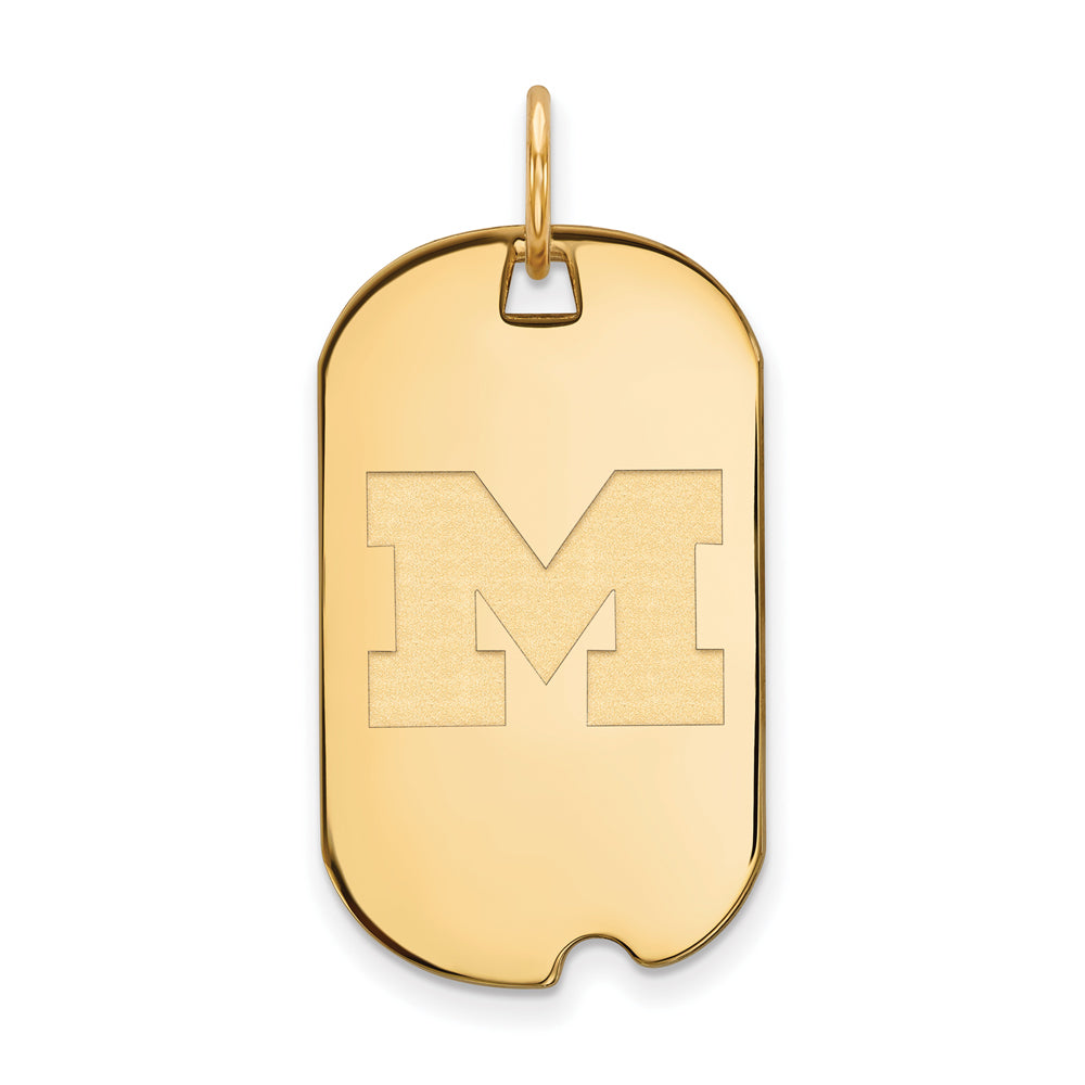 10k Yellow Gold U. of Michigan Initial M Dog Tag Pendant, Item P20189 by The Black Bow Jewelry Co.