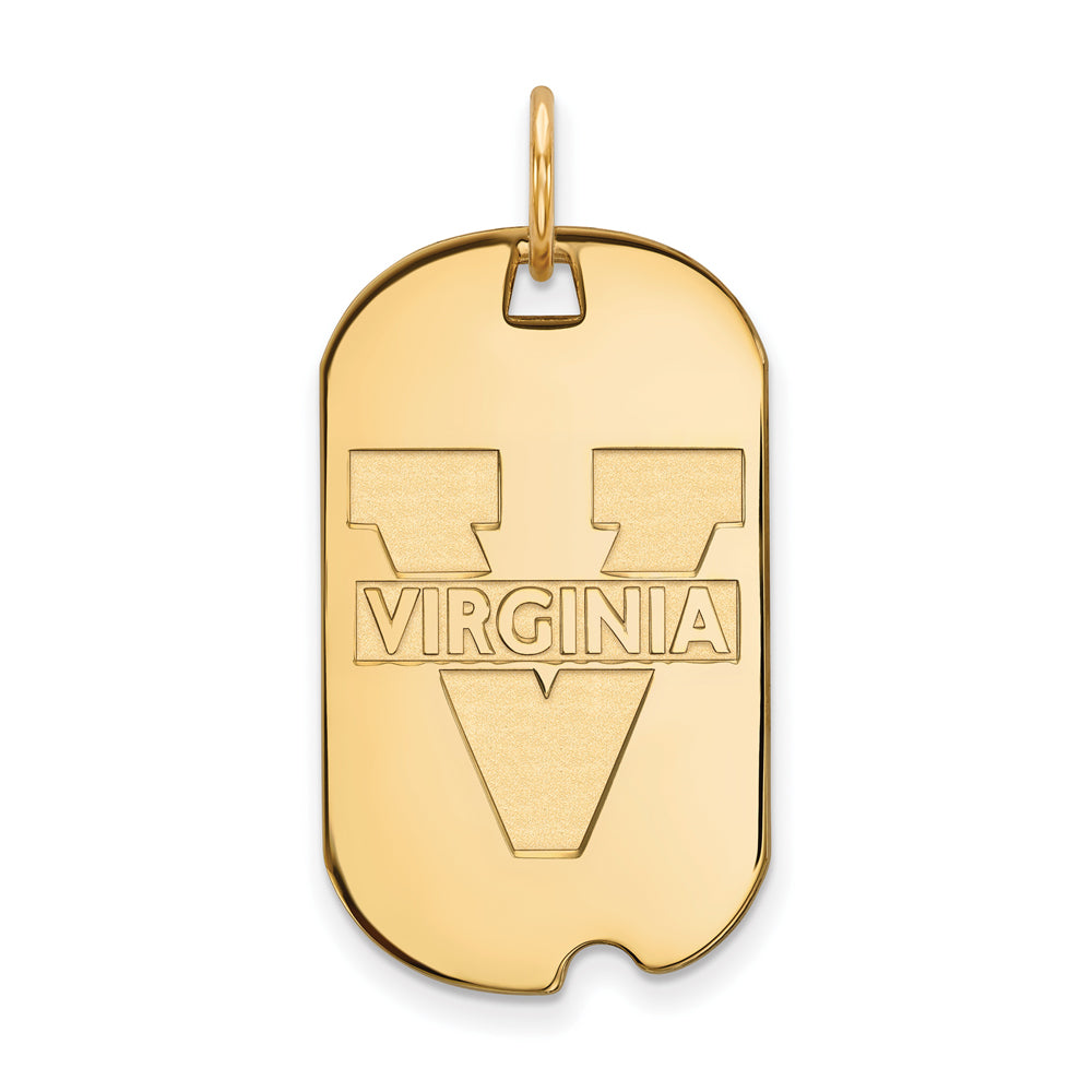 10k Yellow Gold U. of Virginia &#39;V&#39; Logo Dog Tag Pendant, Item P20207 by The Black Bow Jewelry Co.
