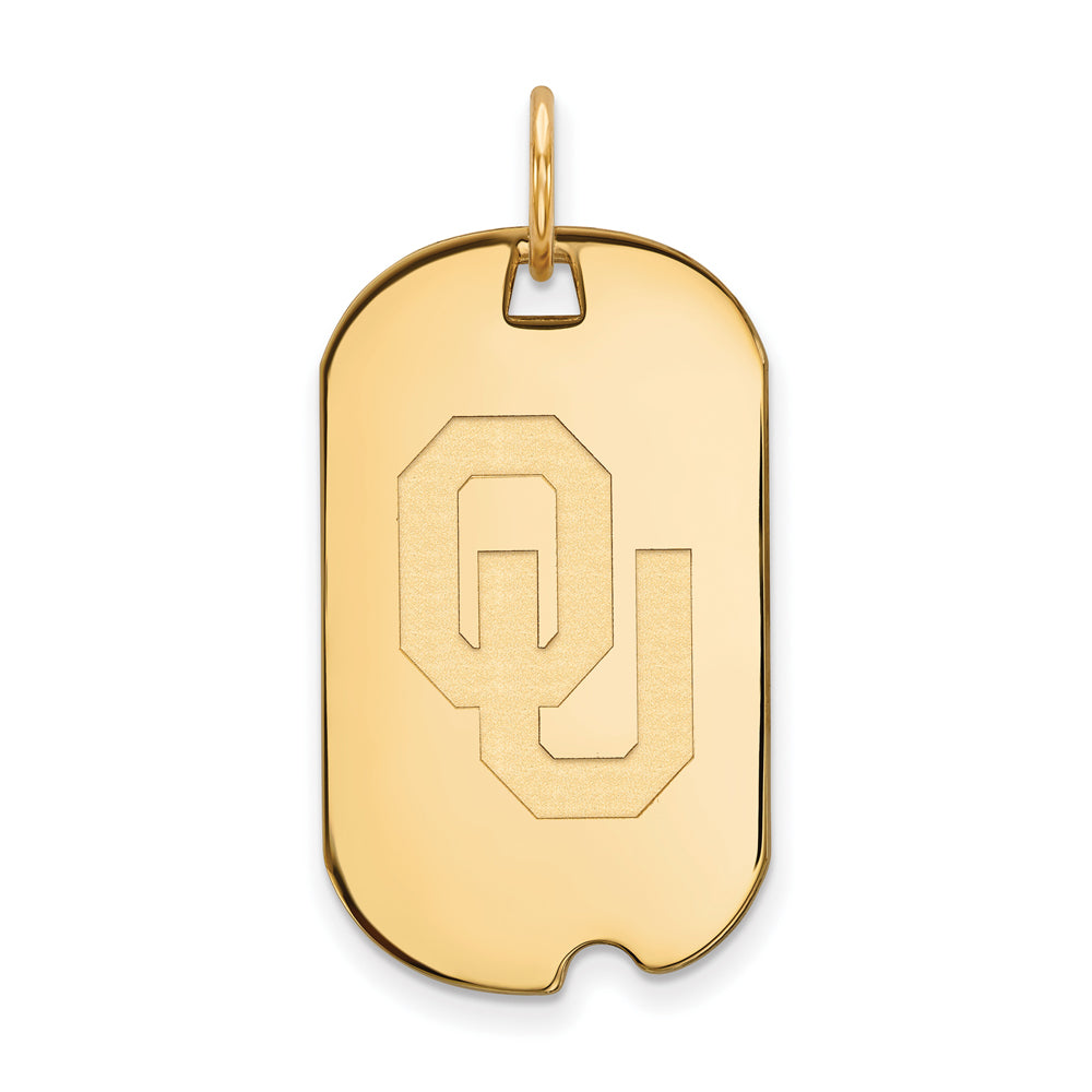 10k Yellow Gold U. of Oklahoma &#39;OU&#39; Dog Tag Pendant, Item P20211 by The Black Bow Jewelry Co.