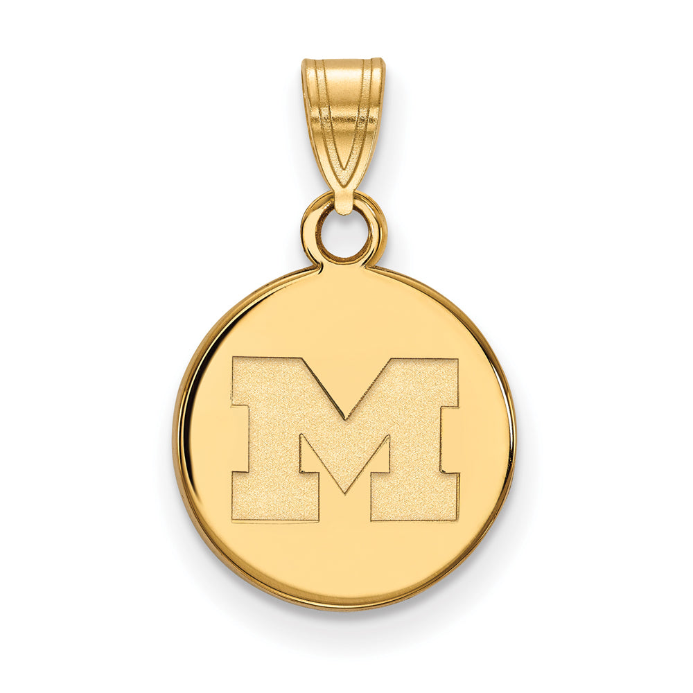 10k Yellow Gold U. of Michigan Small Initial M Disc Pendant, Item P20215 by The Black Bow Jewelry Co.