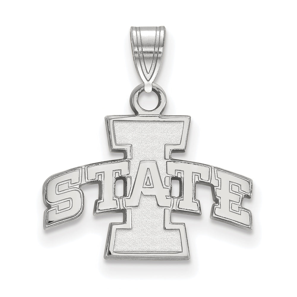 14k White Gold Iowa State Small &#39;I STATE&#39; Pendant, Item P20329 by The Black Bow Jewelry Co.