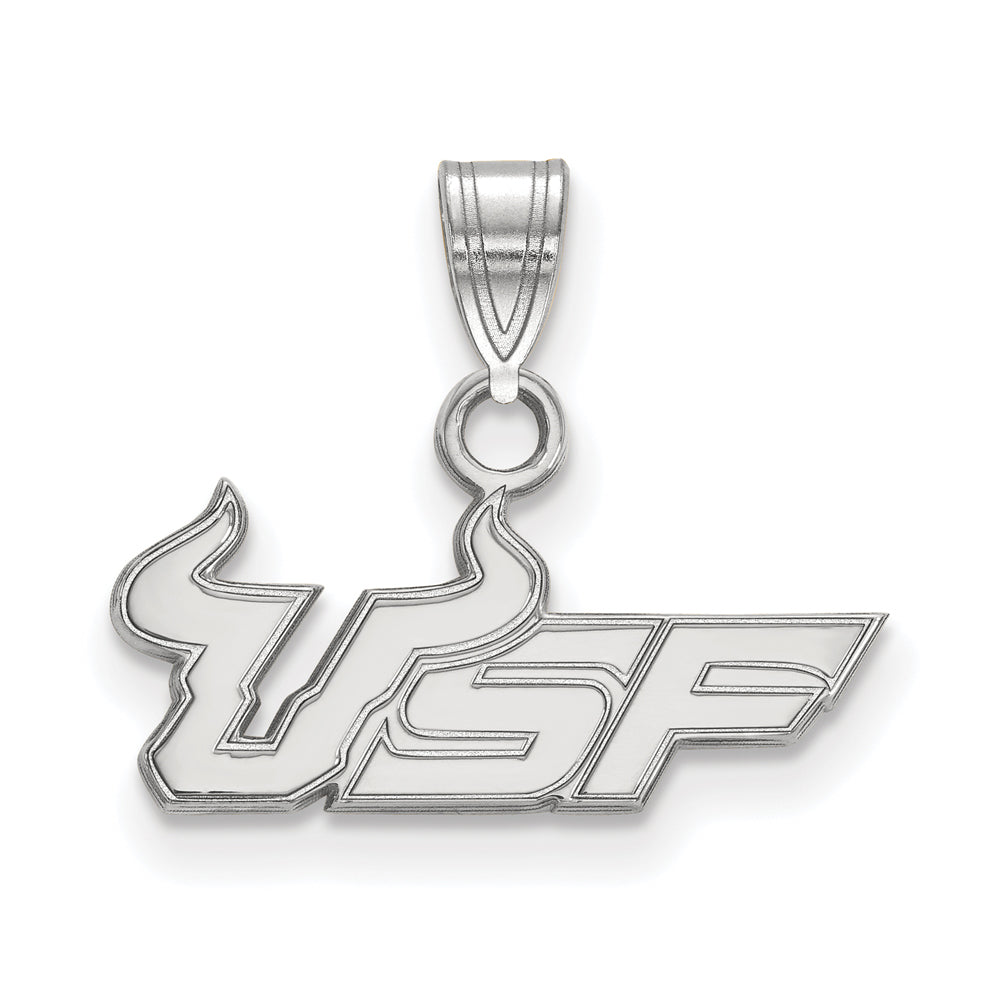 14k White Gold South Florida Small &#39;USF&#39; Pendant, Item P20396 by The Black Bow Jewelry Co.