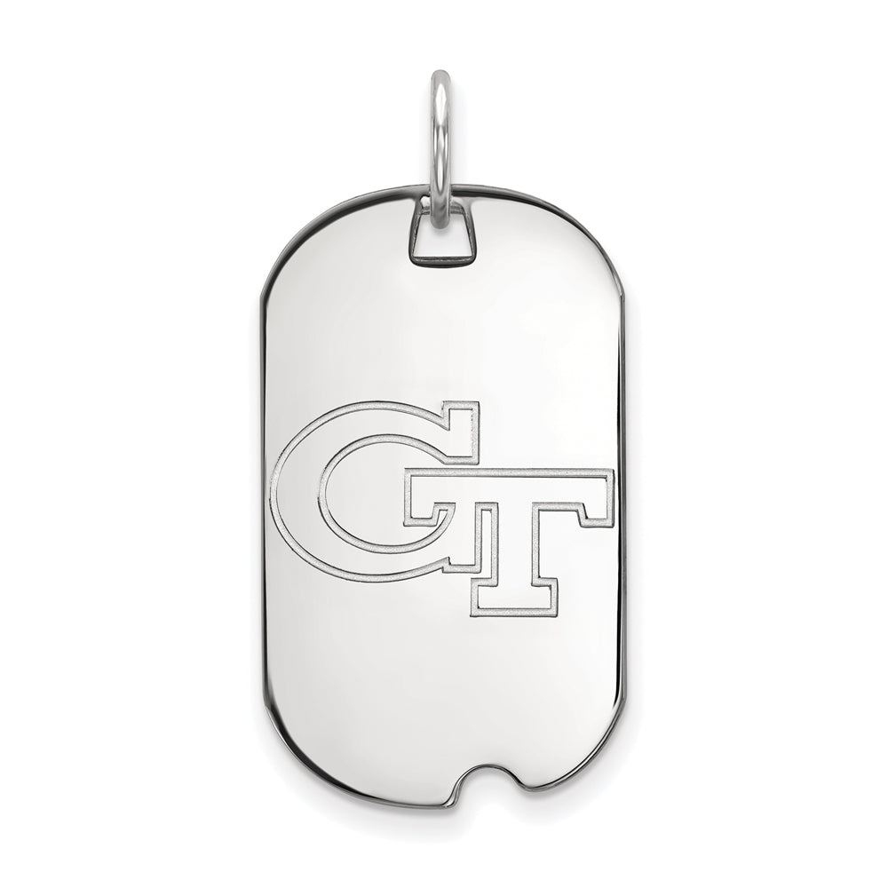 14k White Gold Georgia Technology Dog Tag Pendant, Item P20412 by The Black Bow Jewelry Co.