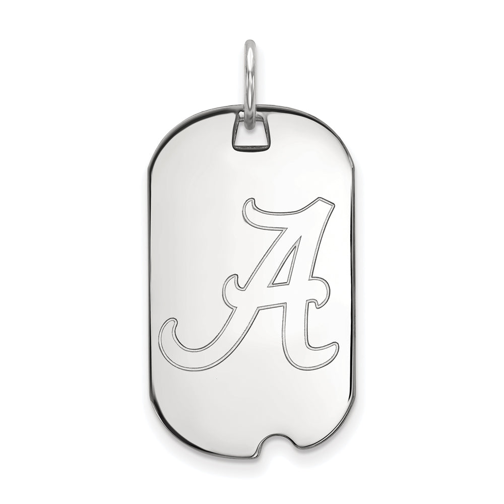 14k White Gold U. of Alabama Initial A Dog Tag Pendant, Item P20437 by The Black Bow Jewelry Co.