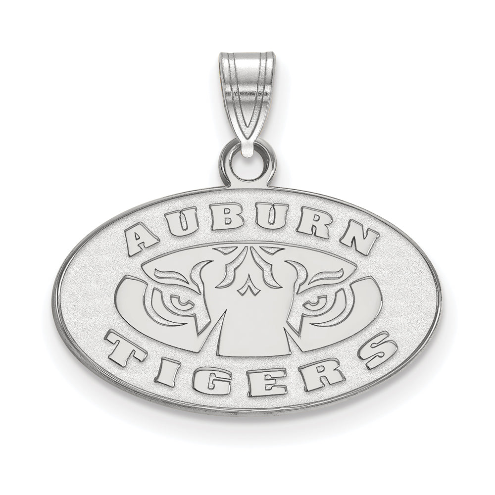 14k White Gold Auburn U Small Oval Logo Pendant, Item P20465 by The Black Bow Jewelry Co.