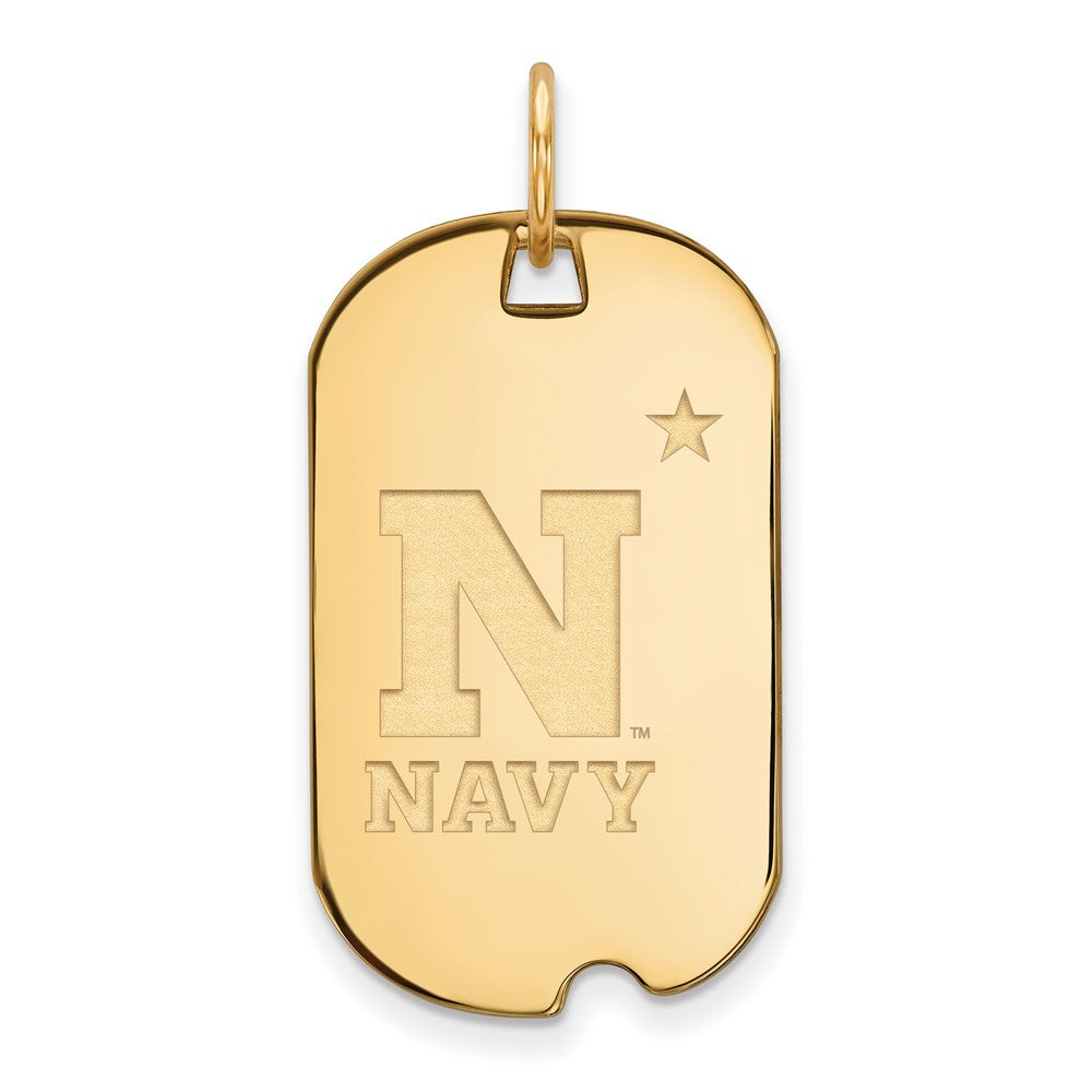 14k Yellow Gold U.S. Naval Academy &#39;N&#39; with Star Dog Tag Pendant, Item P20620 by The Black Bow Jewelry Co.