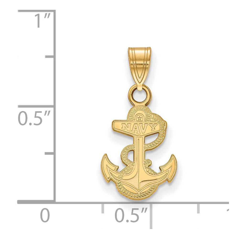 Alternate view of the 14k Yellow Gold U.S. Naval Academy Small Pendant by The Black Bow Jewelry Co.
