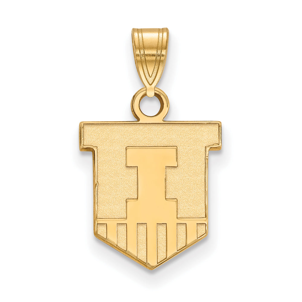 14k Yellow Gold U. of Illinois Small Shield Logo Pendant, Item P20698 by The Black Bow Jewelry Co.
