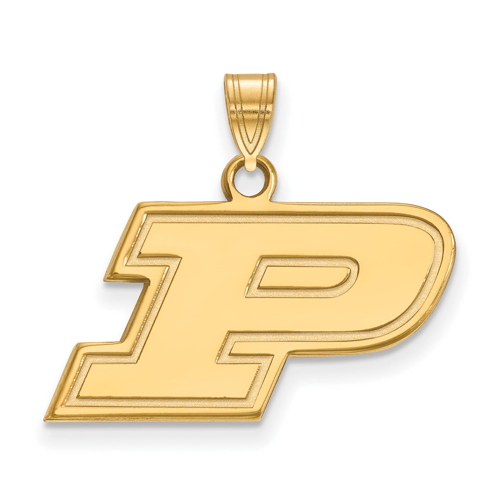 14k Gold Plated Silver Purdue Small Initial P Pendant, Item P20797 by The Black Bow Jewelry Co.