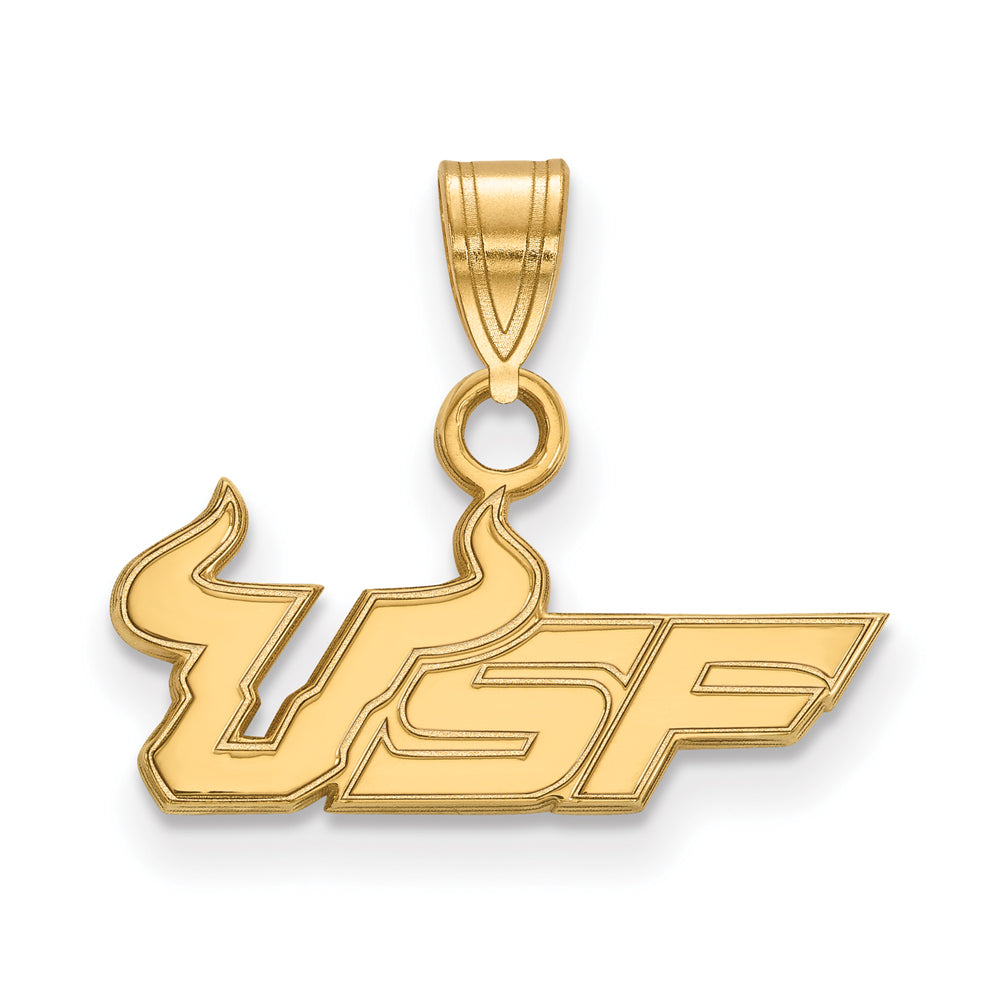 14k Gold Plated Silver South Florida Small &#39;USF&#39; Pendant, Item P20855 by The Black Bow Jewelry Co.
