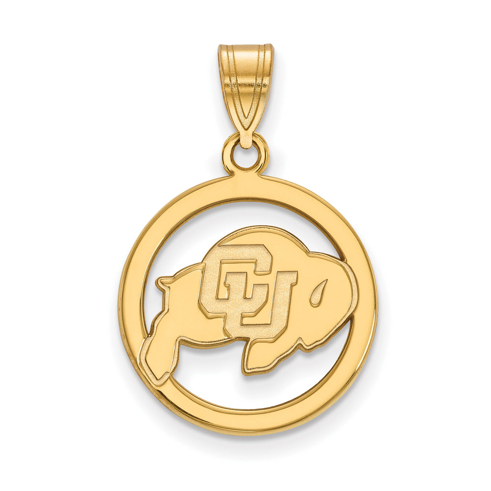 14k Gold Plated Silver U. of Colorado Small Circle Pendant, Item P20879 by The Black Bow Jewelry Co.