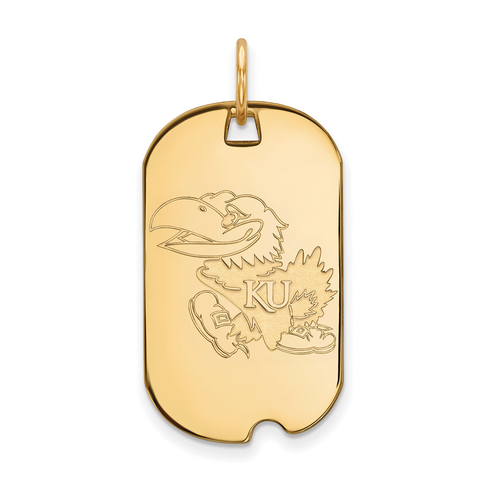 14k Gold Plated Silver U. of Kansas Dog Tag Pendant, Item P20889 by The Black Bow Jewelry Co.