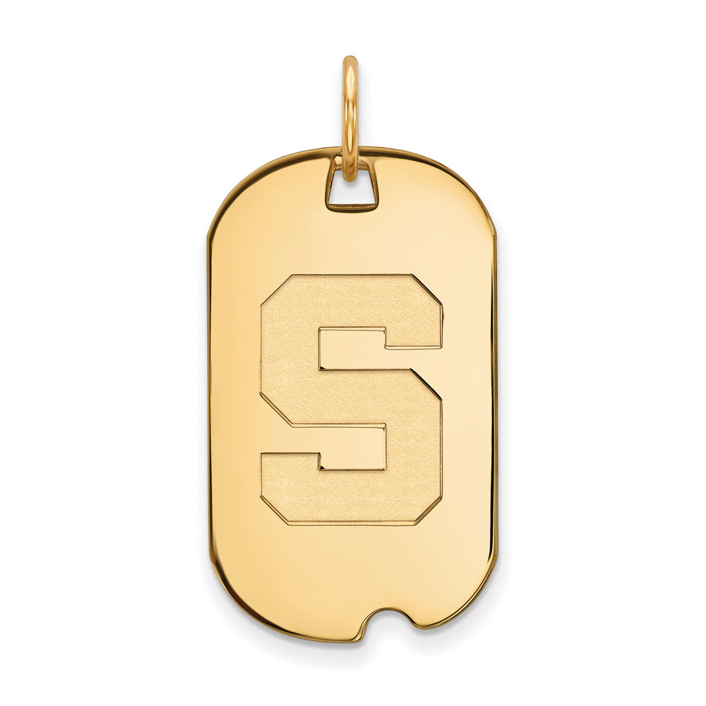 14k Gold Plated Silver Michigan State Initial S Dog Tag Pendant, Item P20905 by The Black Bow Jewelry Co.