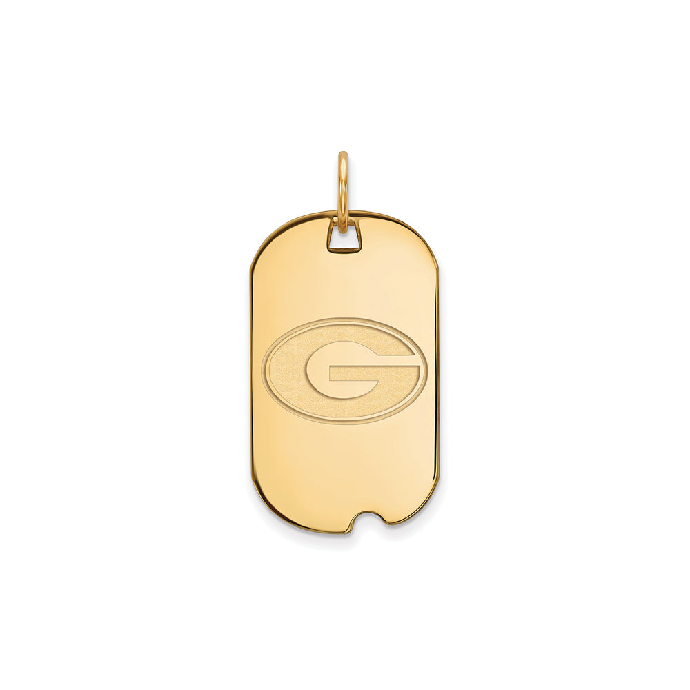 14k Gold Plated Silver U. of Georgia &#39;G&#39; Dog Tag Pendant, Item P20910 by The Black Bow Jewelry Co.