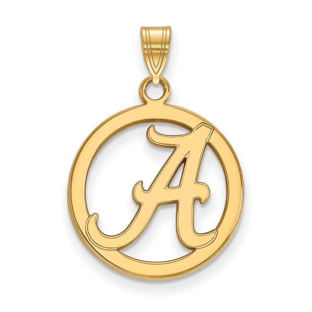 14k Gold Plated Silver U. of Alabama Small Initial A Circle Pendant, Item P20931 by The Black Bow Jewelry Co.