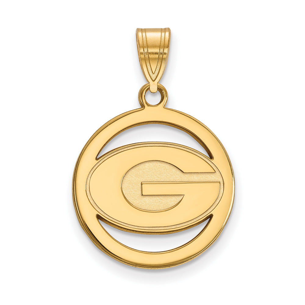 14k Gold Plated Silver U. of Georgia Small &#39;G&#39; Circle Pendant, Item P20933 by The Black Bow Jewelry Co.