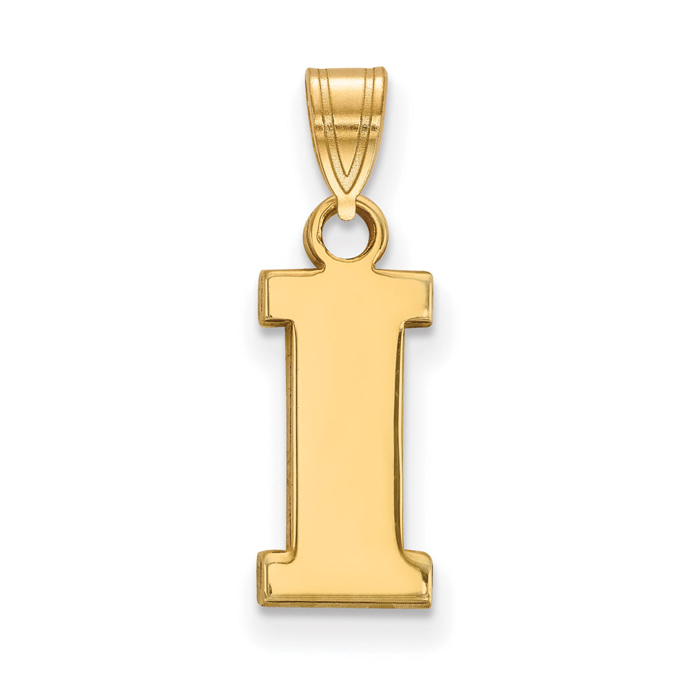 14k Gold Plated Silver U. of Iowa Small Initial I Pendant, Item P20982 by The Black Bow Jewelry Co.