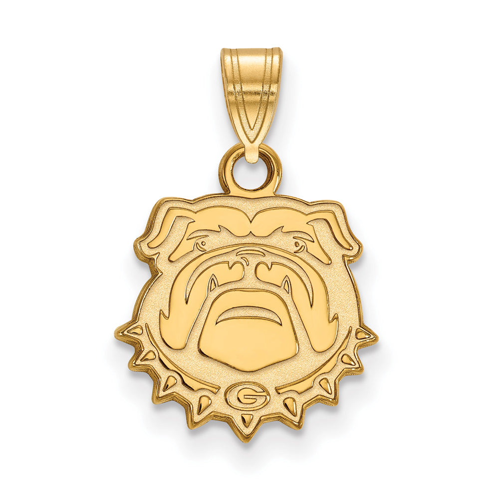 14k Gold Plated Silver U. of Georgia Small Bulldog Pendant, Item P20989 by The Black Bow Jewelry Co.