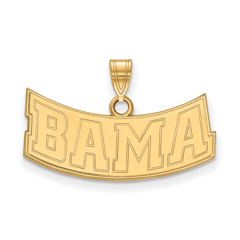 14k Gold Plated Silver U. of Alabama Small &#39;BAMA&#39; Pendant, Item P20991 by The Black Bow Jewelry Co.