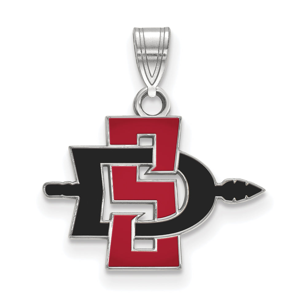 Sterling Silver San Diego State Small Pendant, Item P21023 by The Black Bow Jewelry Co.