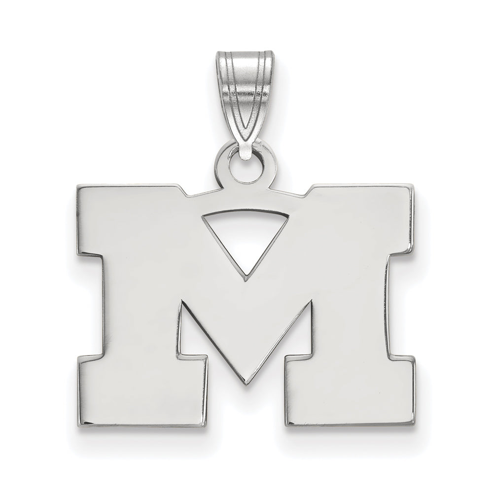 Sterling Silver U. of Michigan Small Initial M Pendant, Item P21081 by The Black Bow Jewelry Co.