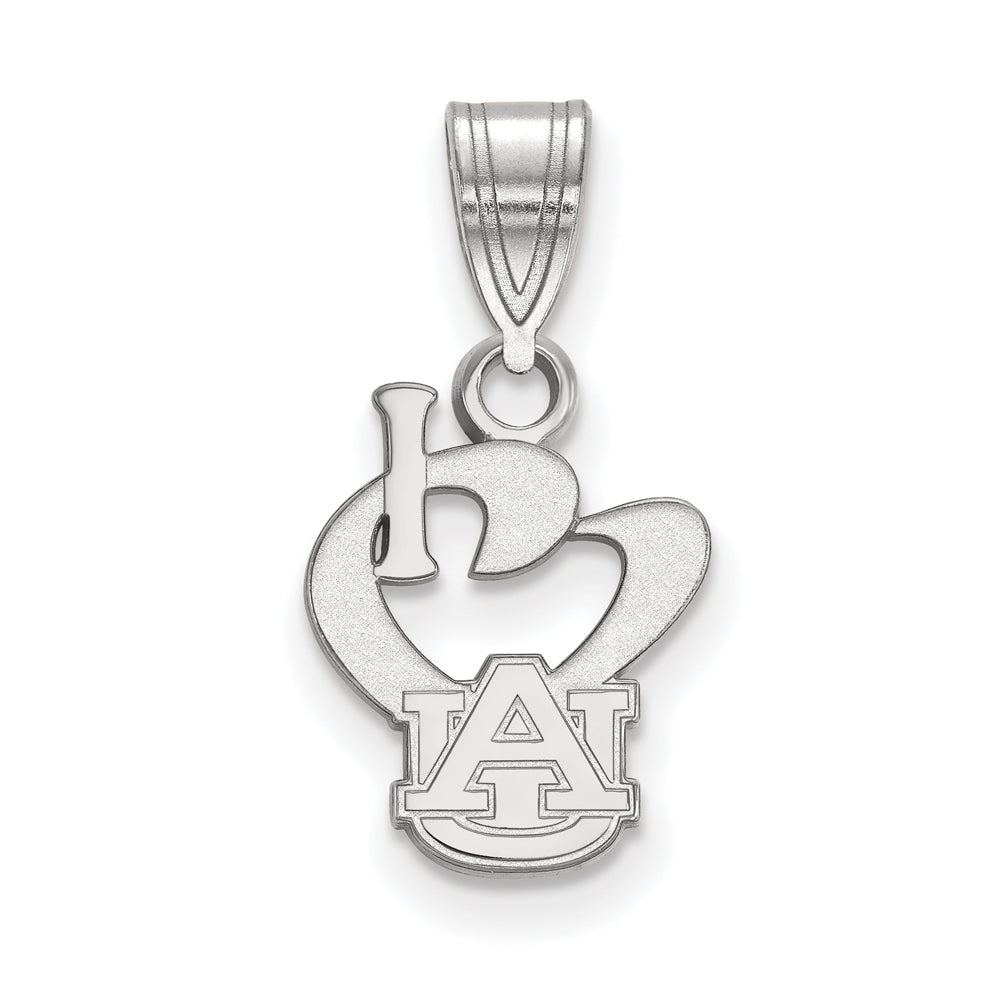 Sterling Silver Auburn U Small I Love Logo Pendant, Item P21135 by The Black Bow Jewelry Co.