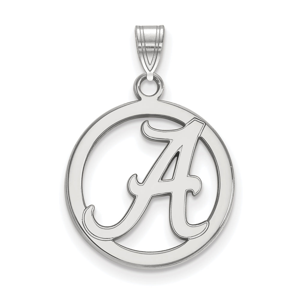 Sterling Silver U. of Alabama Small Initial A Circle Pendant, Item P21192 by The Black Bow Jewelry Co.