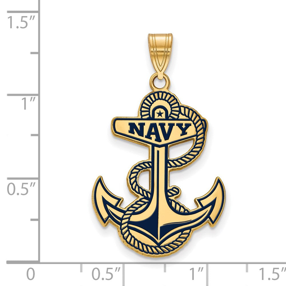 Alternate view of the 14k Gold Plated Silver U.S. Naval Academy XL Enamel Pendant by The Black Bow Jewelry Co.