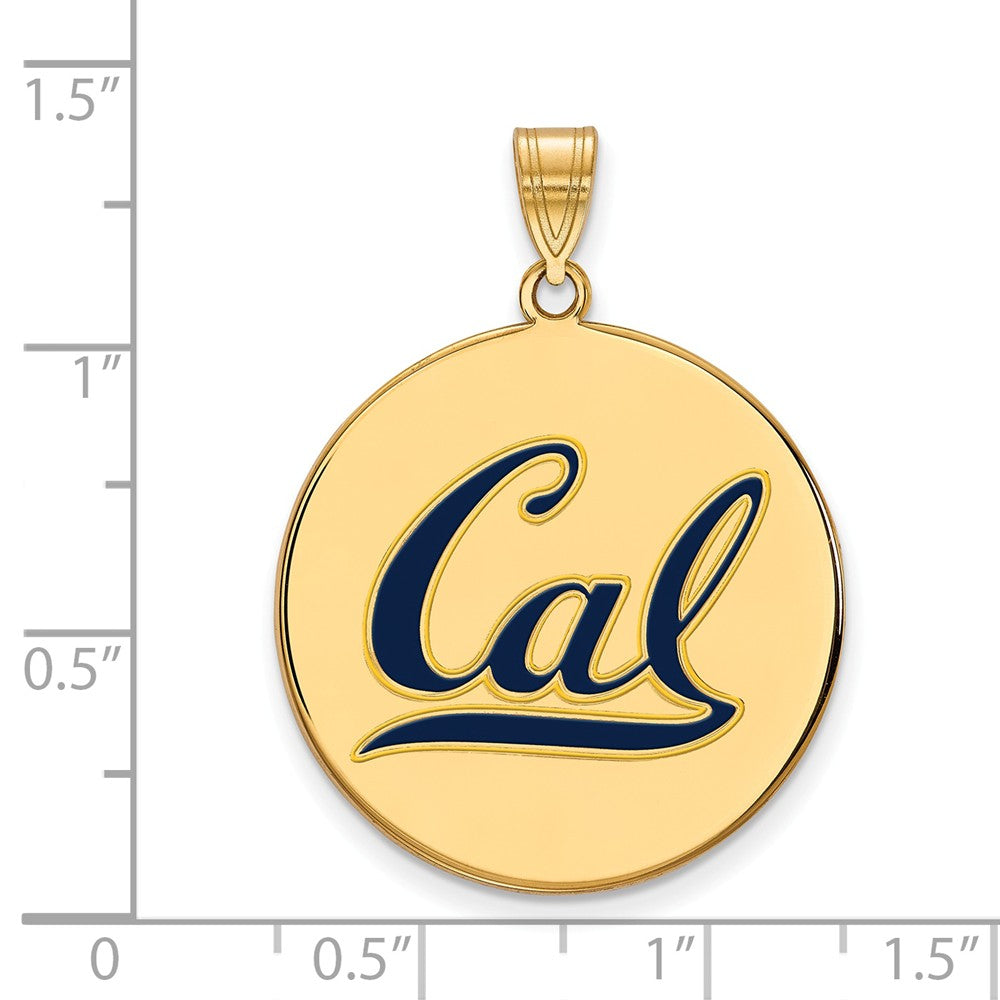 Alternate view of the 14k Gold Plated Silver California Berkeley Enamel XL Disc Pendant by The Black Bow Jewelry Co.