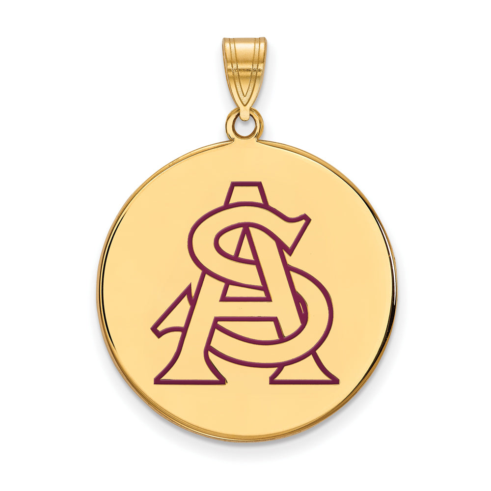 14k Gold Plated Silver Arizona State XL Enamel Disc Pendant, Item P21315 by The Black Bow Jewelry Co.