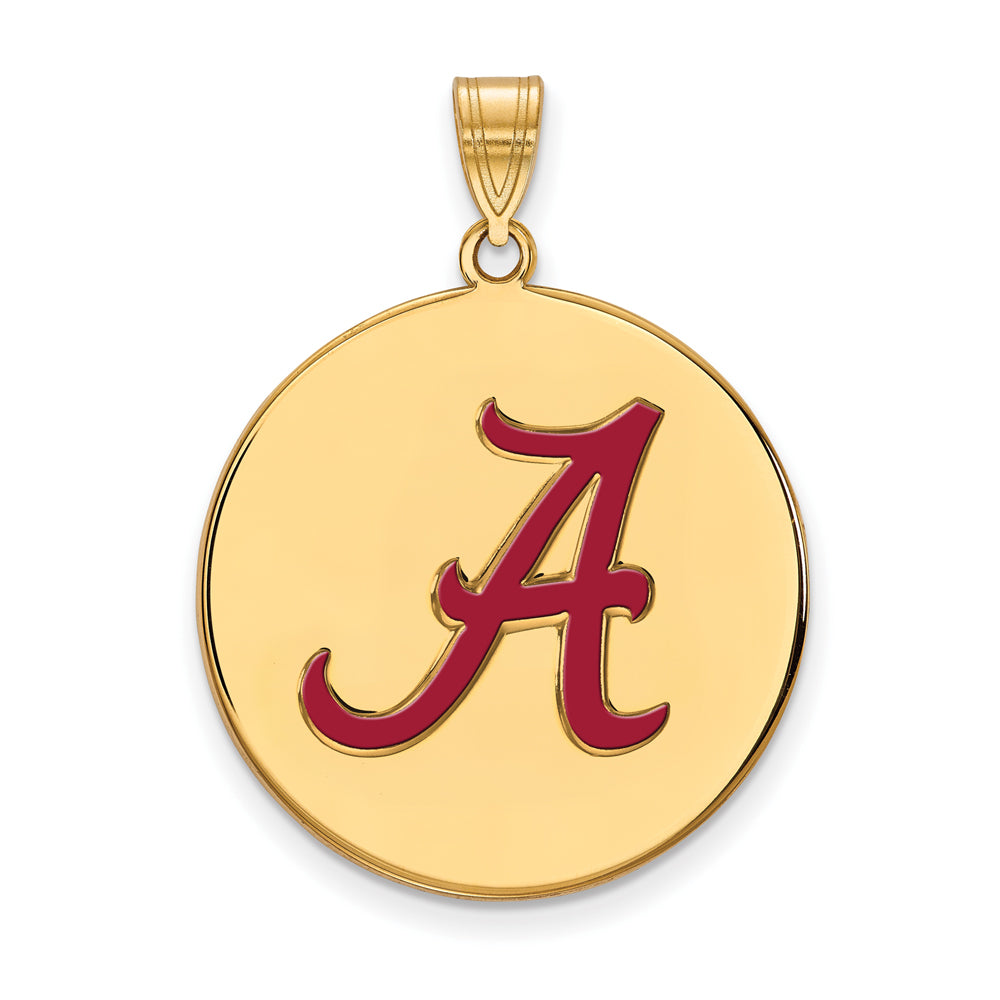 14k Gold Plated Silver U. of Alabama XL Enamel Disc Pendant, Item P21337 by The Black Bow Jewelry Co.