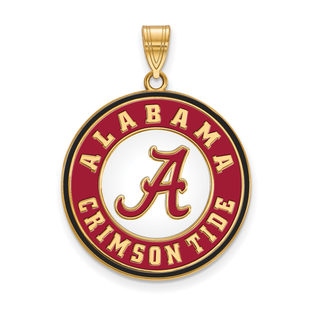 14k Gold Plated Silver U. of Alabama XL Enameled Pendant, Item P21338 by The Black Bow Jewelry Co.