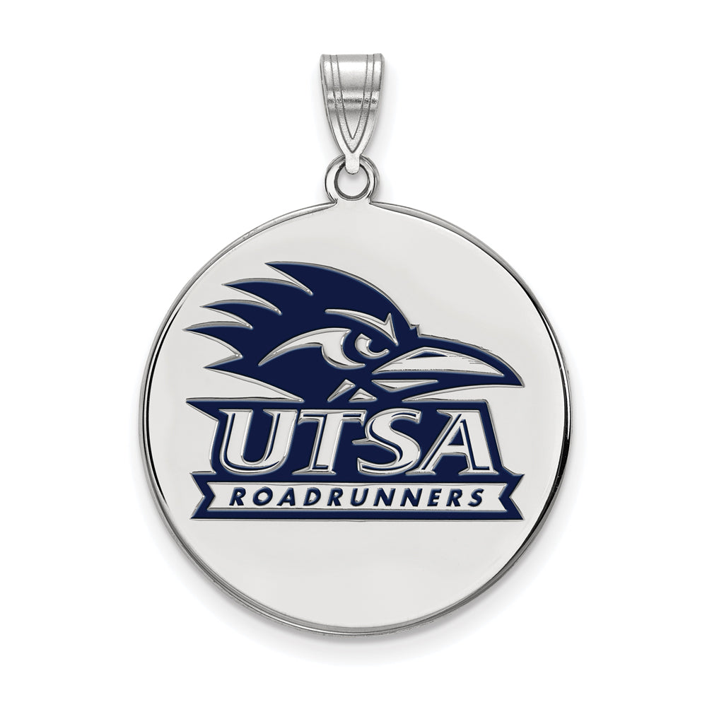 Sterling Silver U. of Texas at San Antonio XL Enamel Disc Pendant, Item P21372 by The Black Bow Jewelry Co.
