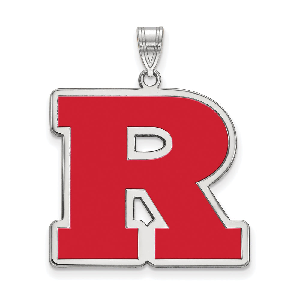 Sterling Silver Rutgers XL Enamel &#39;R&#39; Pendant, Item P21397 by The Black Bow Jewelry Co.