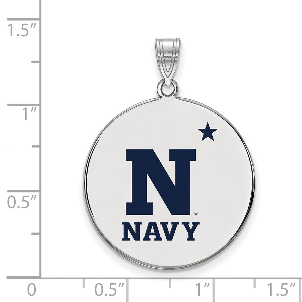 Alternate view of the Sterling Silver U.S. Naval Academy XL Enamel Disc Pendant by The Black Bow Jewelry Co.