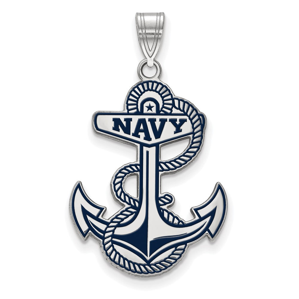 Sterling Silver U.S. Naval Academy XL Enamel Pendant, Item P21410 by The Black Bow Jewelry Co.