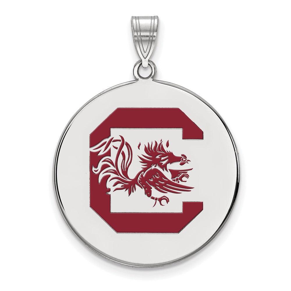 Sterling Silver South Carolina XL Red Enamel Disc Pendant, Item P21440 by The Black Bow Jewelry Co.