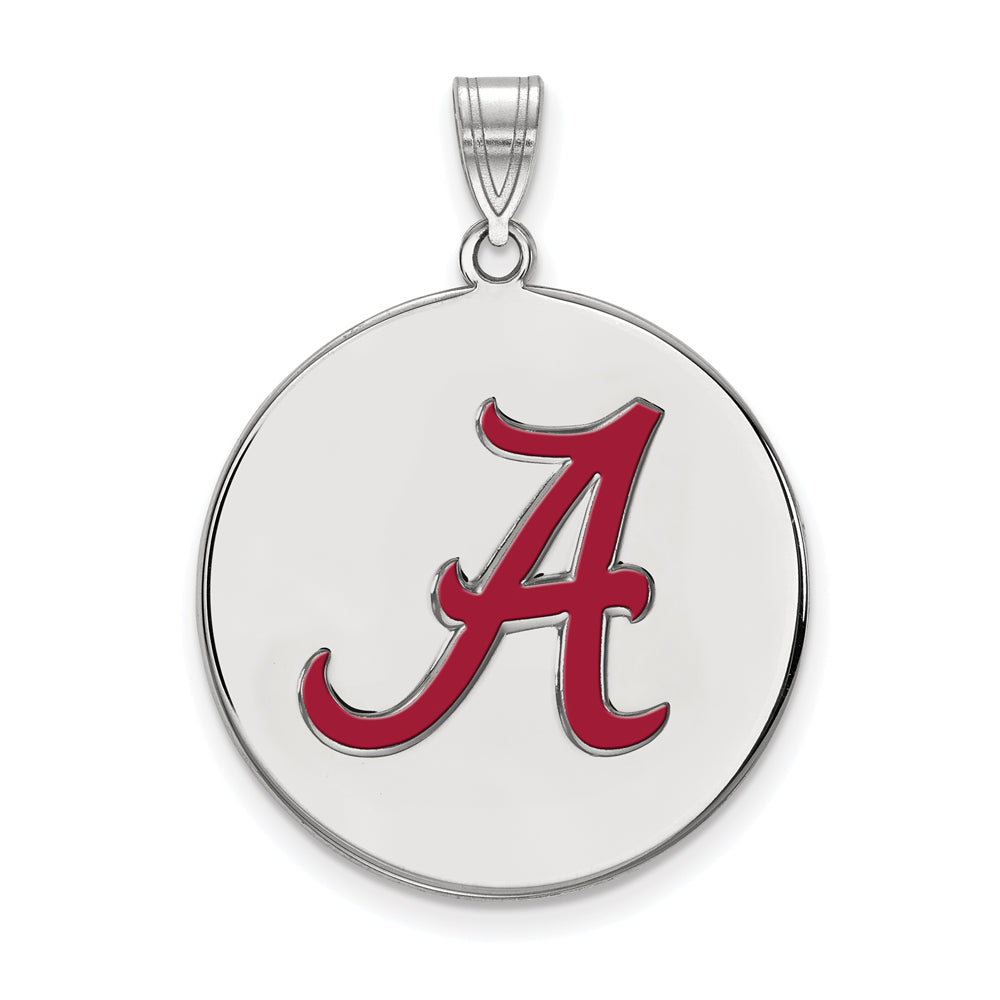 Sterling Silver U. of Alabama XL Enamel Disc Pendant, Item P21471 by The Black Bow Jewelry Co.