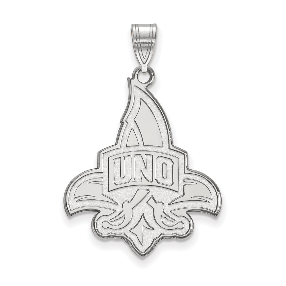 10k White Gold U. of New Orleans XL Pendant, Item P21539 by The Black Bow Jewelry Co.