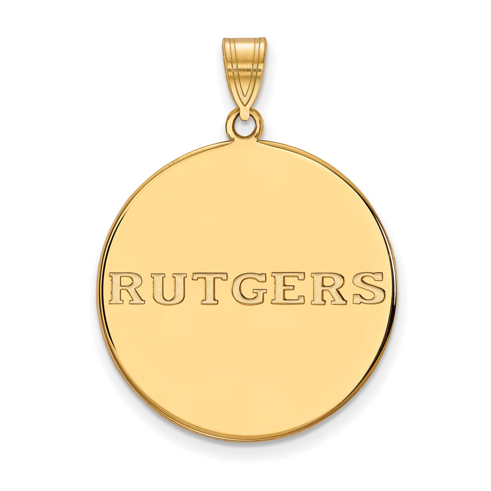 10k Yellow Gold Rutgers XL Script Disc Pendant, Item P21834 by The Black Bow Jewelry Co.