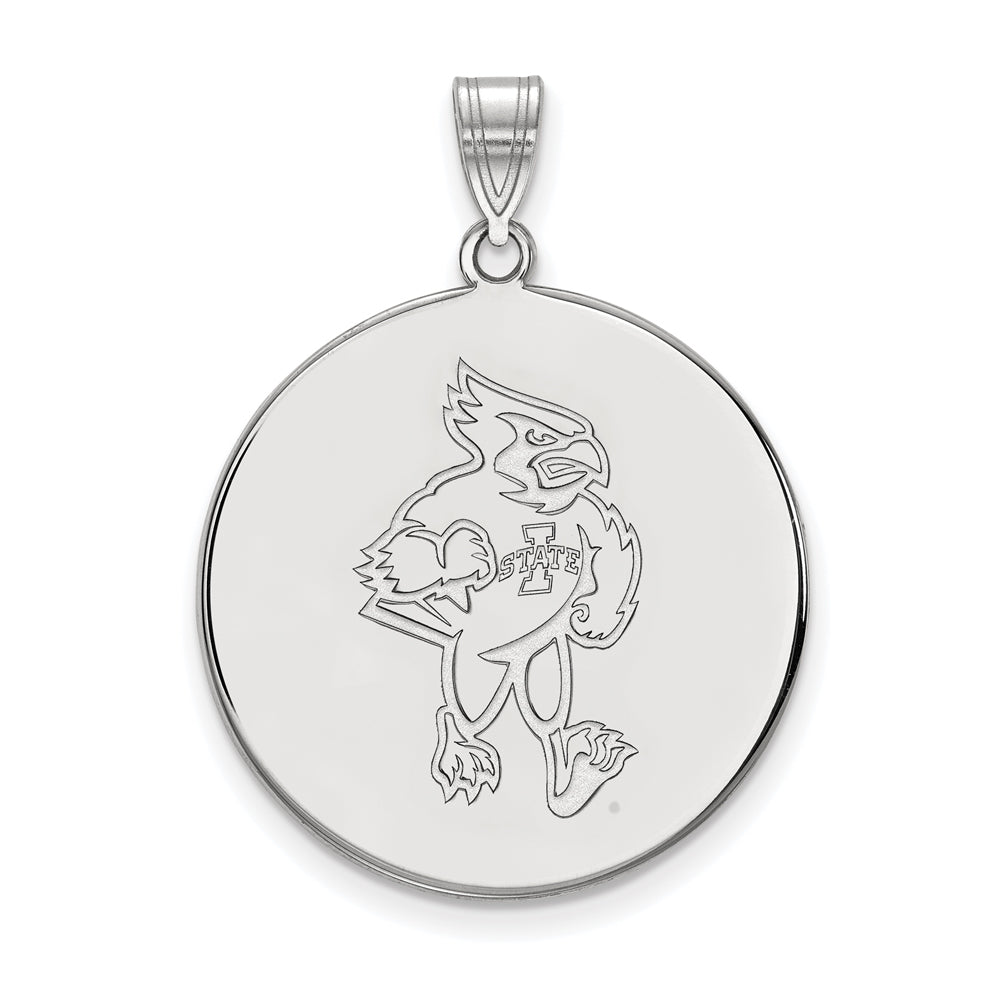 14k White Gold Iowa State XL Mascot Disc Pendant, Item P22010 by The Black Bow Jewelry Co.