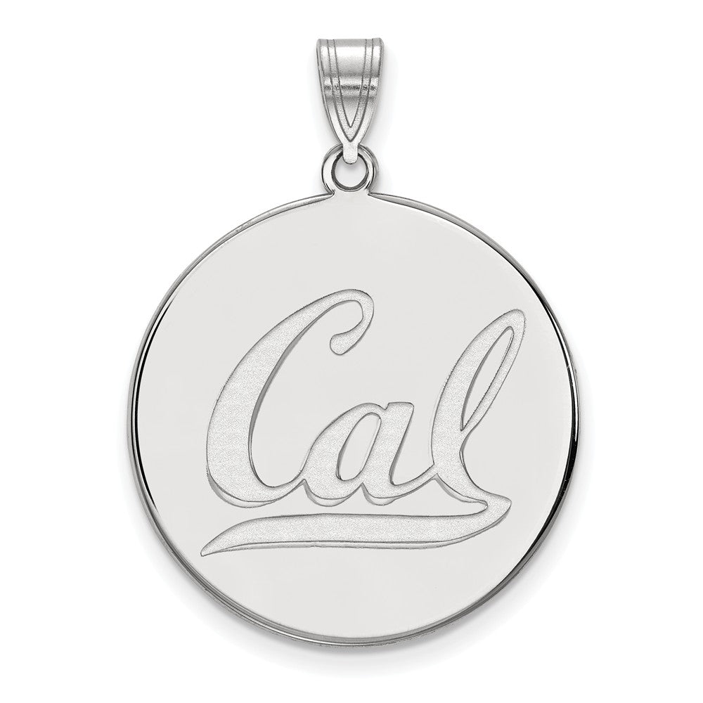 14k White Gold California Berkeley XL &#39;Cal&#39; Disc Pendant, Item P22020 by The Black Bow Jewelry Co.