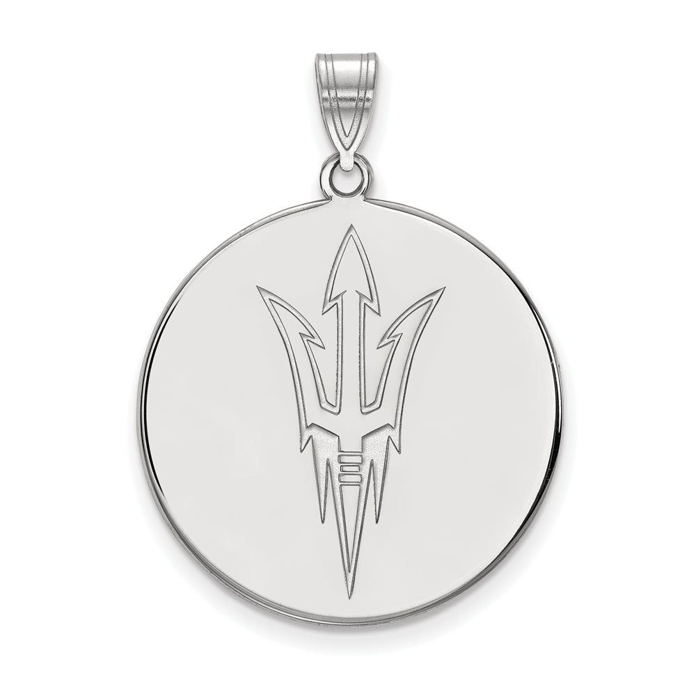 14k White Gold Arizona State XL Logo Disc Pendant, Item P22027 by The Black Bow Jewelry Co.